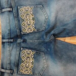 NYC Gal's Denim with cristals and embroidery size 12